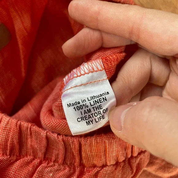 FLAX Womens Linen Wide Leg Pull On Pants Small Lagenlook Coastal Stretch Pockets - Picture 8 of 10